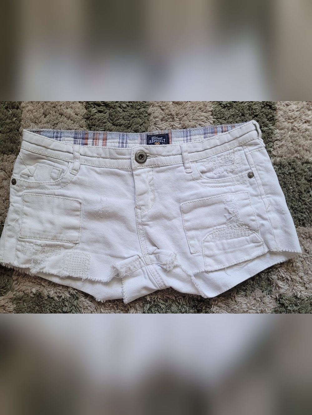 Blue Asphalt White Distressed Women’s Jean Shorts